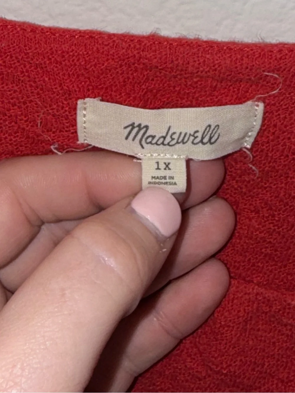 Madewell Red Puff Sleeve Square Neck Peplum Cotton Top 1X Plus Size
